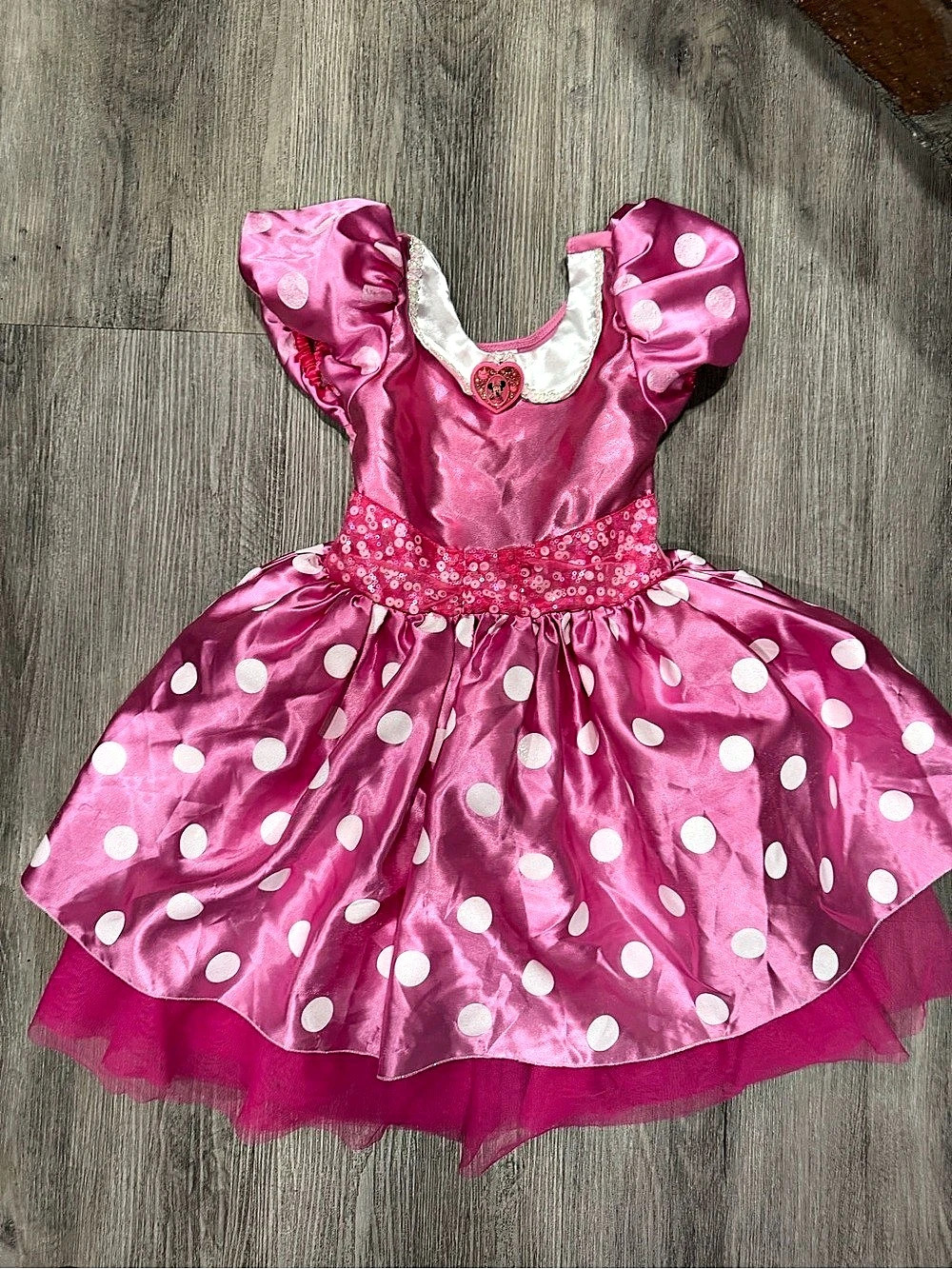 Disney Minnie Mouse polka dot dress Pink & White Girls 5/6